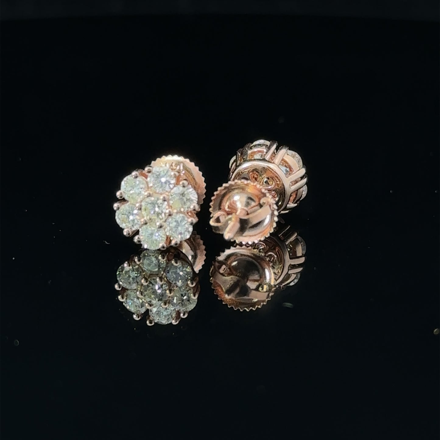 14k rose gold and diamond Flower Earrings (7 pointer)