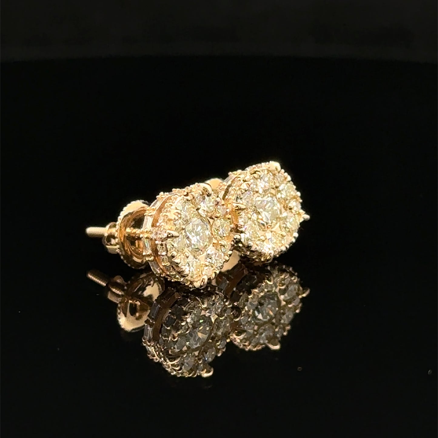 14k Yellow Gold and Diamond Earrings