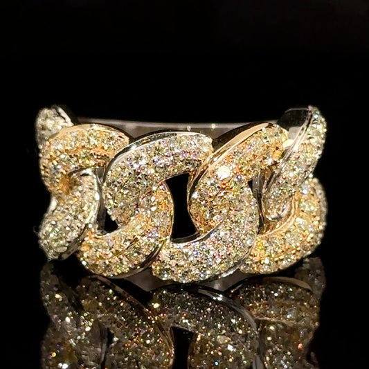 14k two-tone: yellow and white gold Cuban Ring
