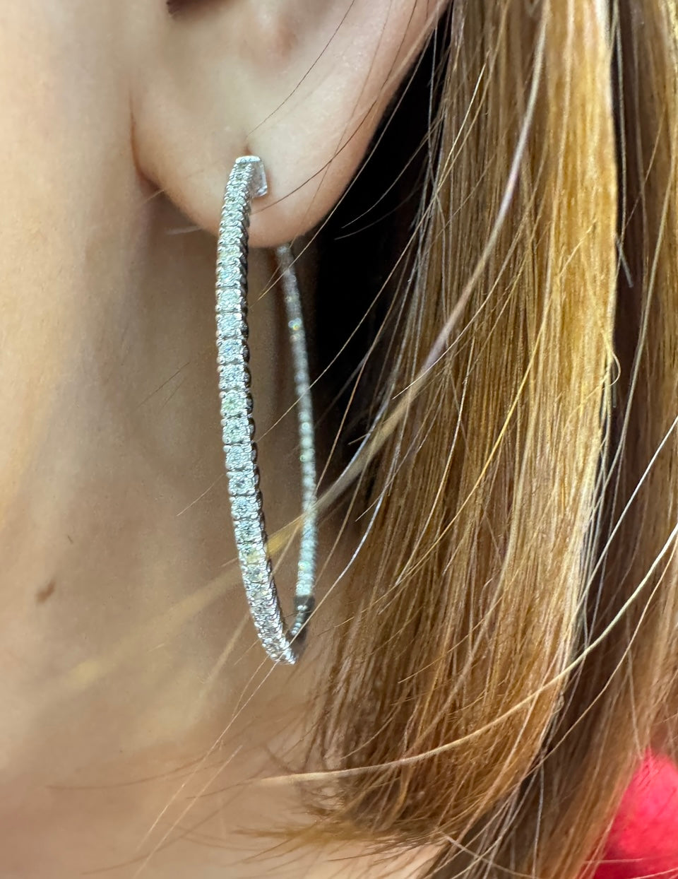 14k white gold and diamond Hoop Earrings