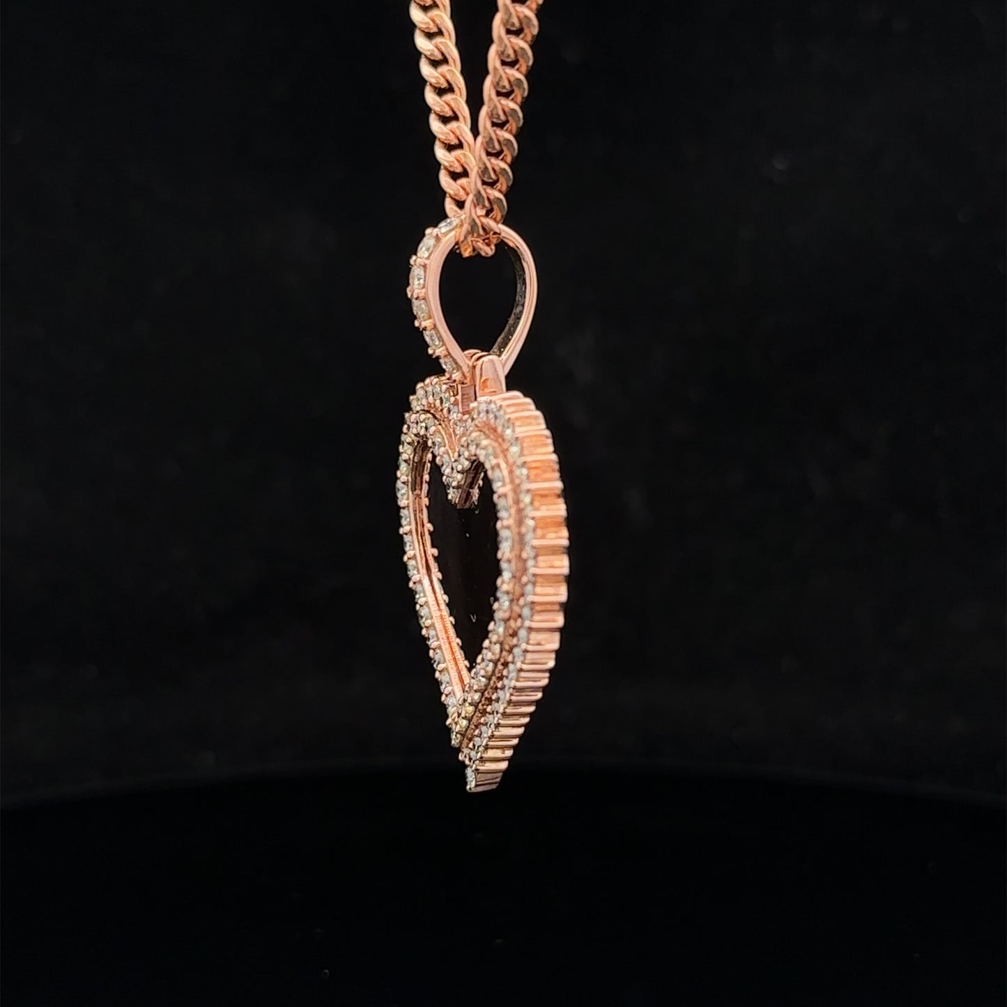 14k rose gold and diamond Heart Shaped Picture pendant