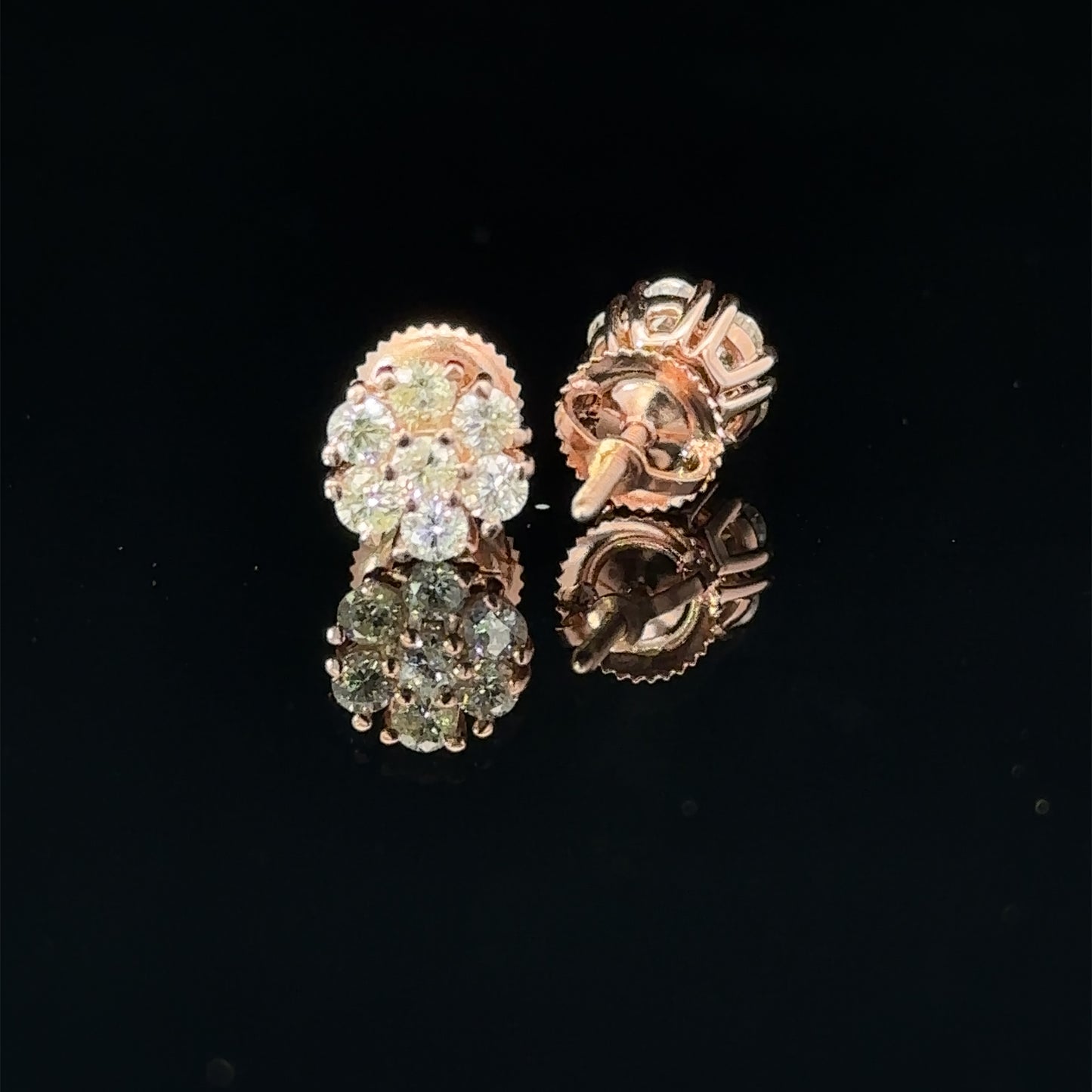 14k rose gold and diamond Flower Earrings (5 pointer)