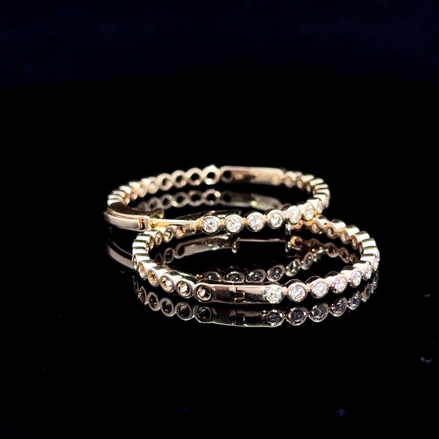 10k Yellow gold and diamond Hoop Earrings