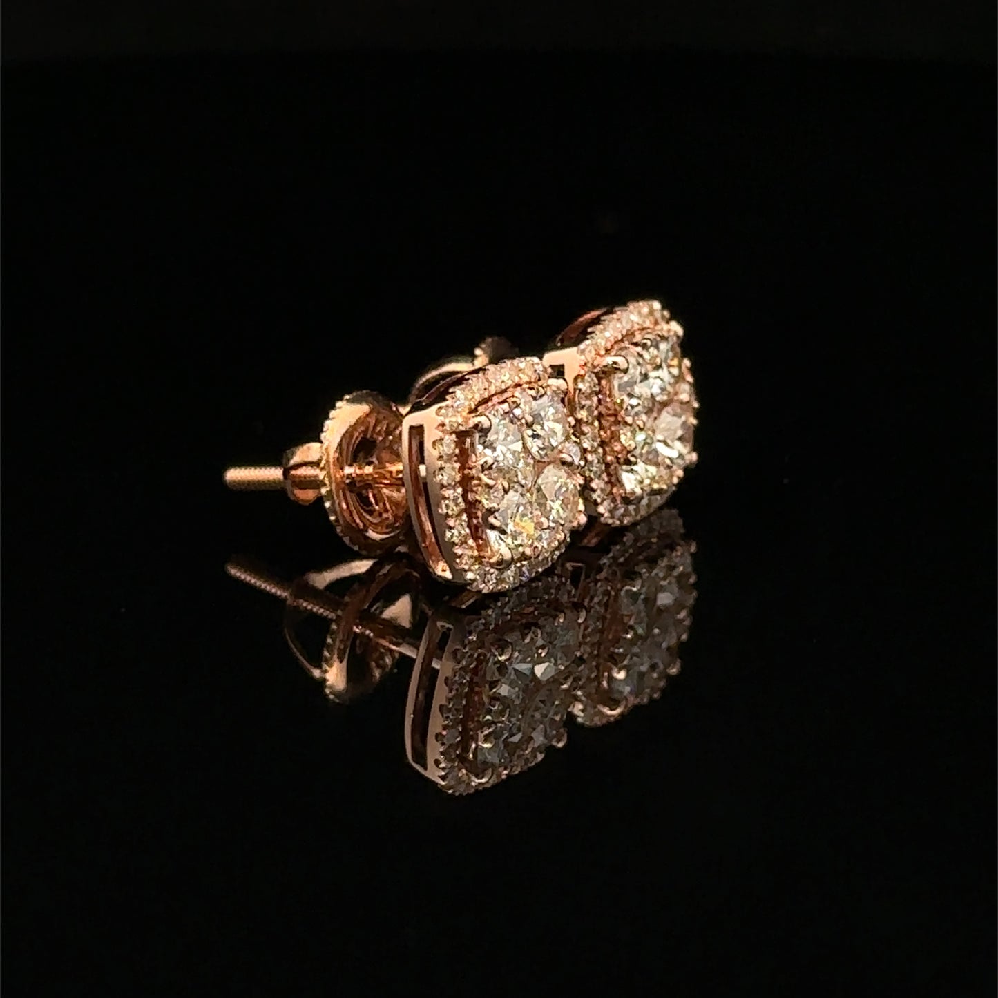 14k Rose Gold and Diamond Earrings