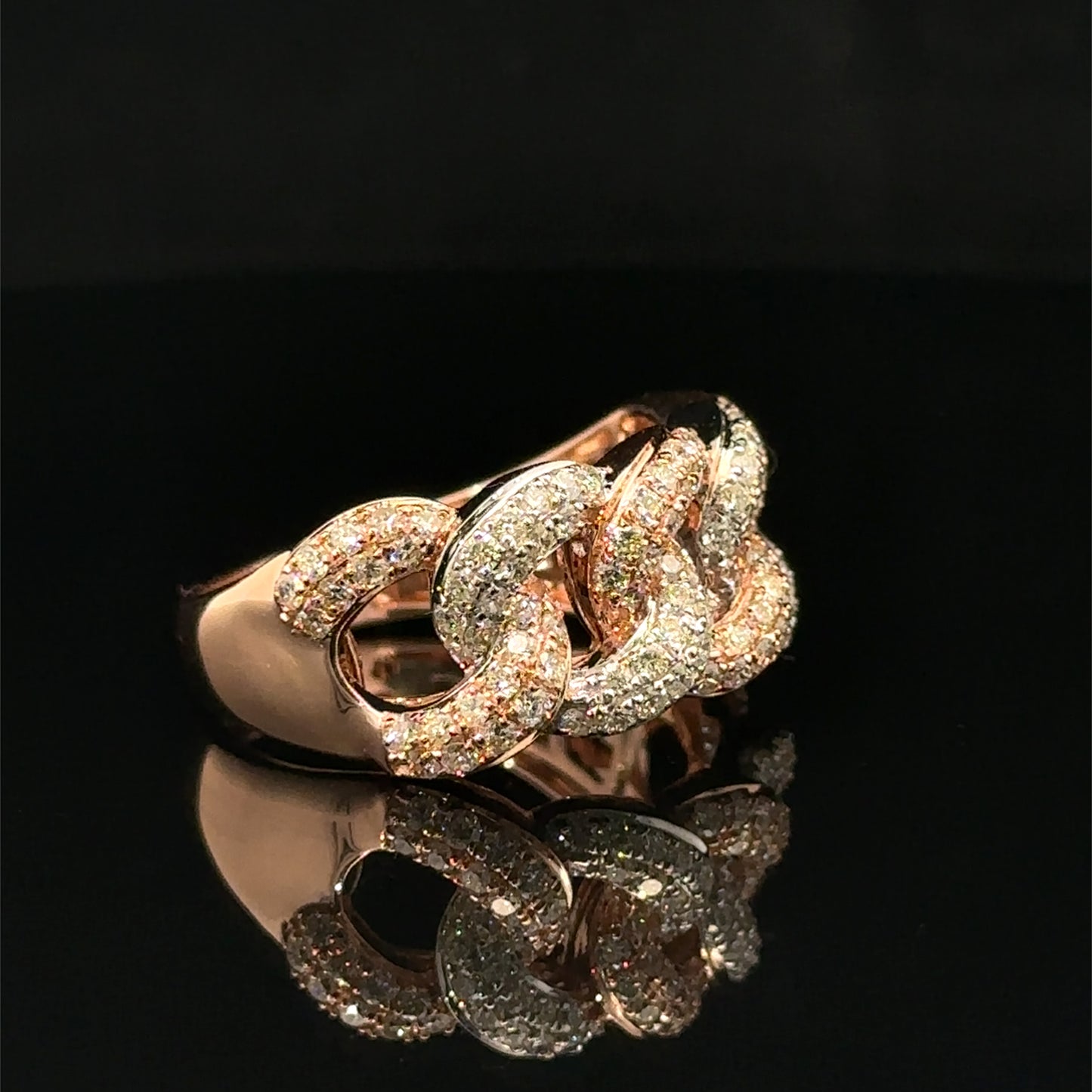 14k two-tone gold Cuban Ring