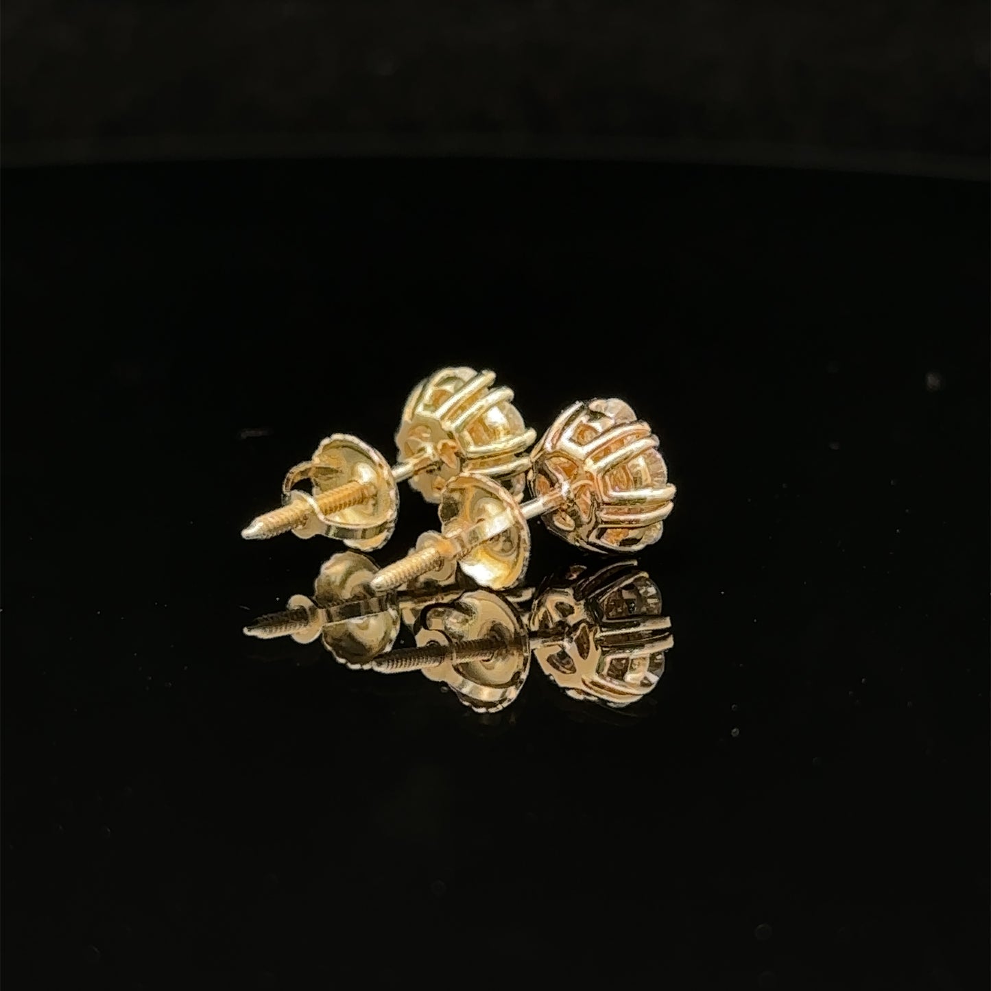 14k yellow gold and diamond Flower Earrings (5 pointer)