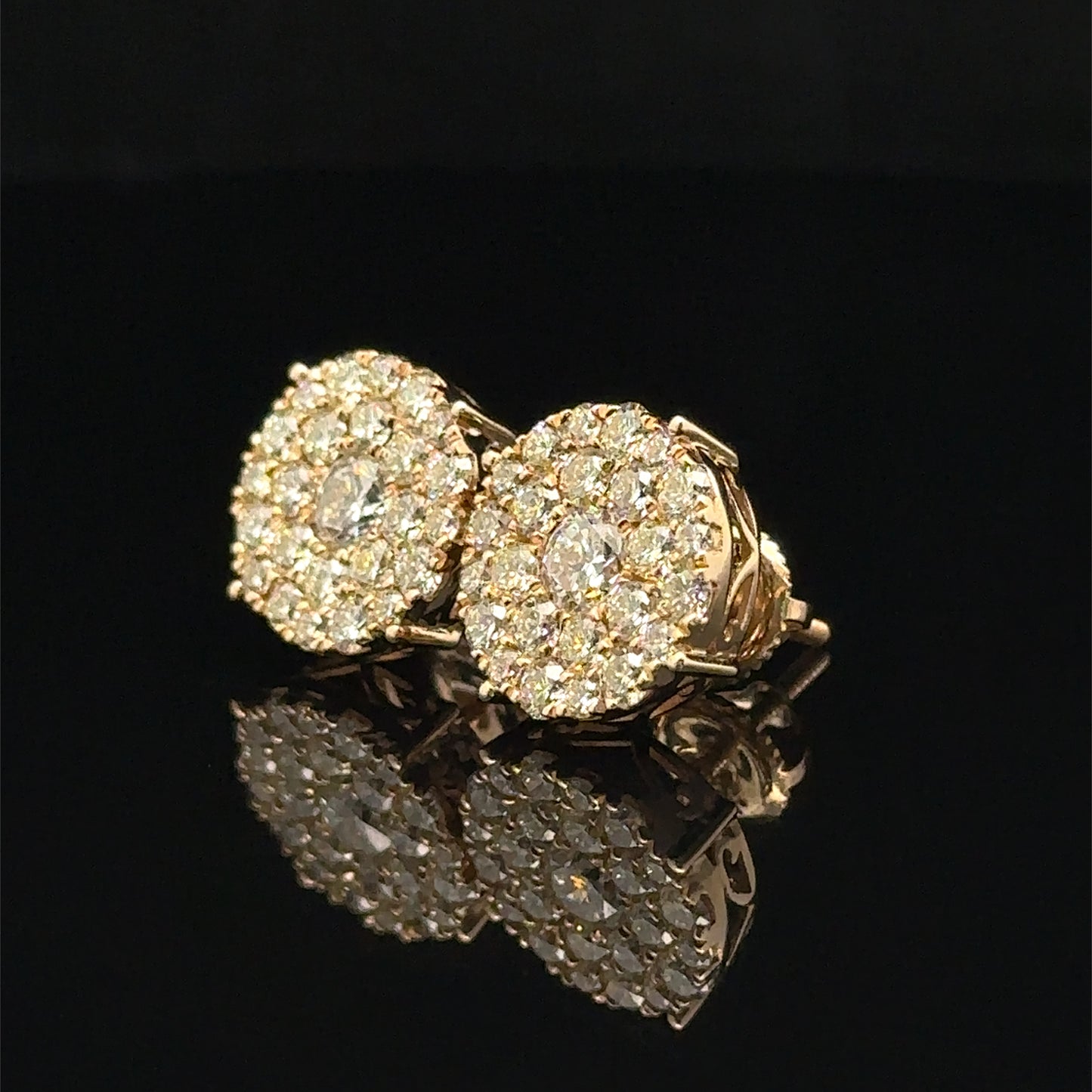 14k Yellow Gold and Diamond Earrings