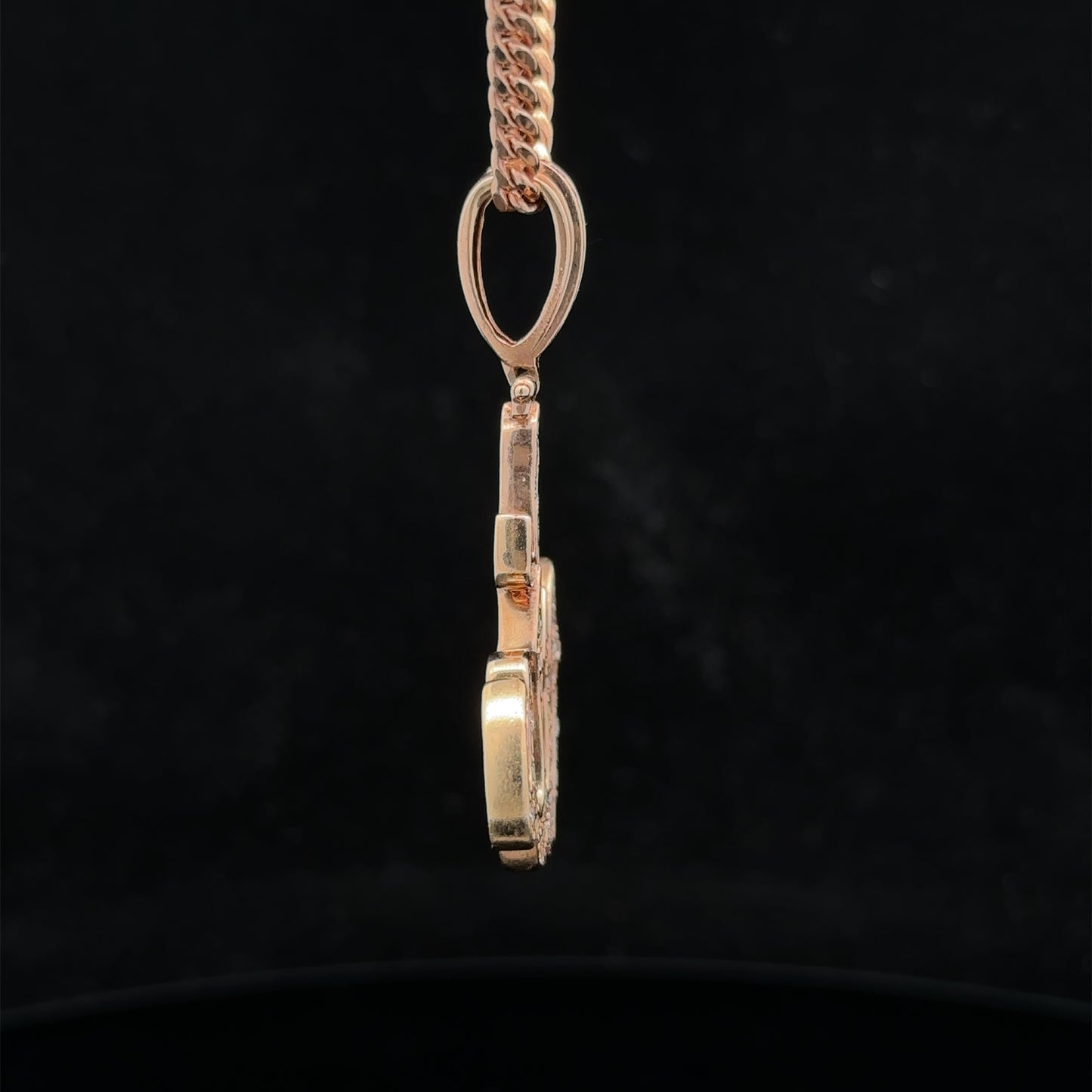 14k rose gold and diamond Allah pendant and 14k rose gold cuban link chain