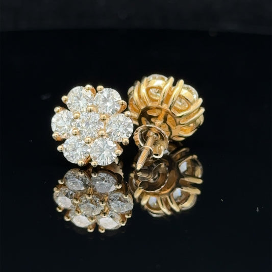 14k yellow gold and diamond flower Earrings (28 pointer)