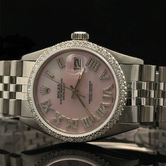 36mm Rolex Datejust Watch with Stainless Steel Jubilee Band