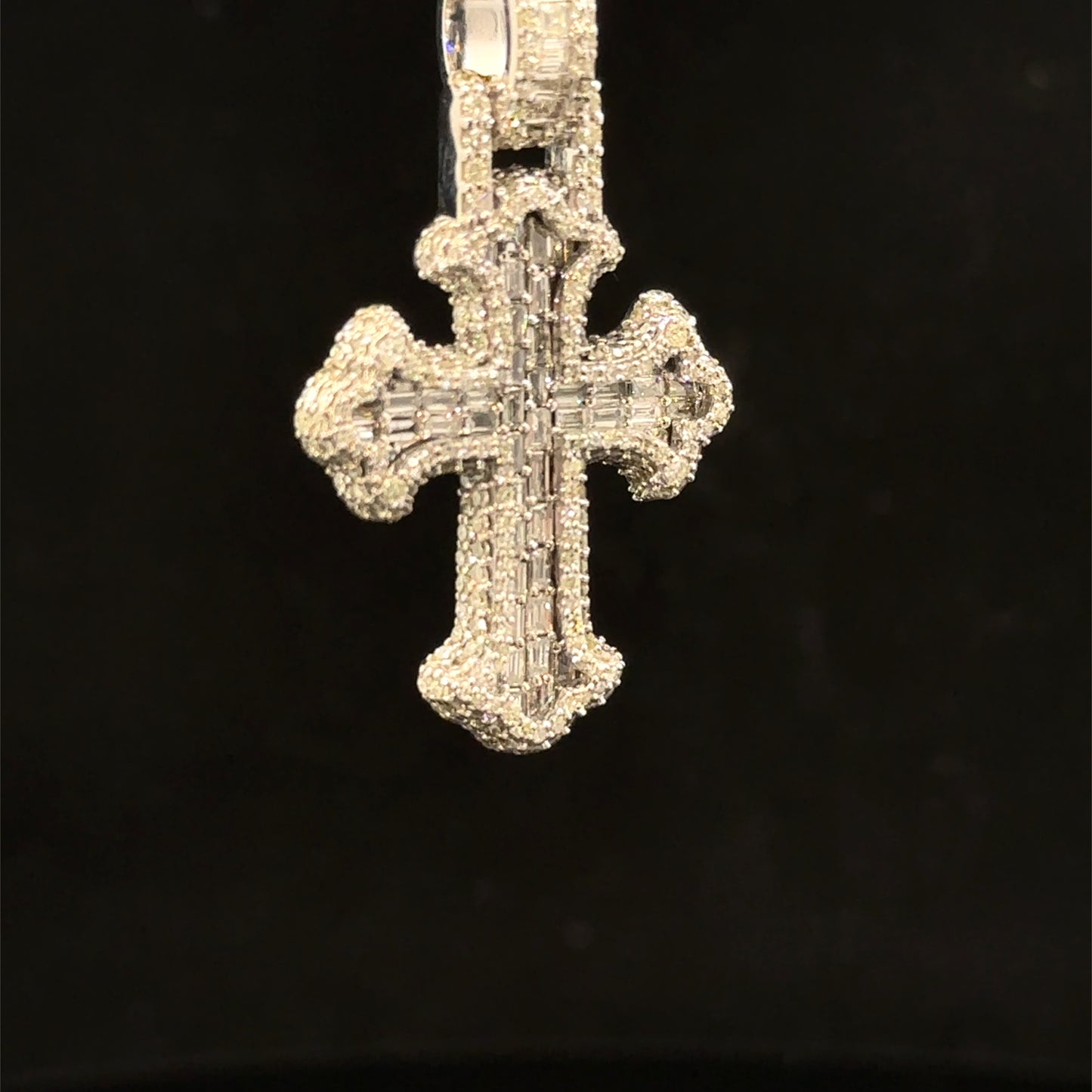 10K White Gold Cross Pendant with Diamonds
