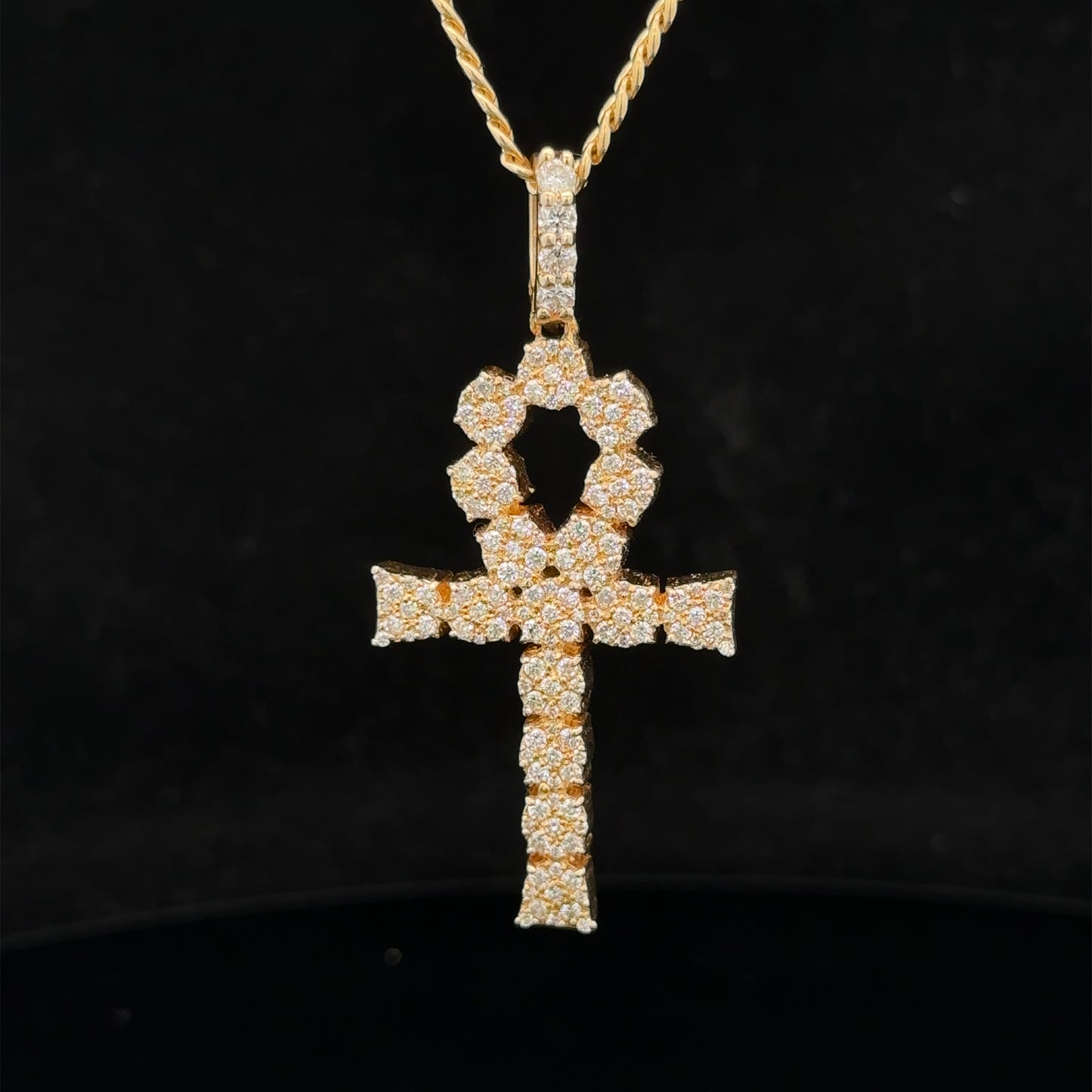 14k yellow gold and diamond Ankh Pendant