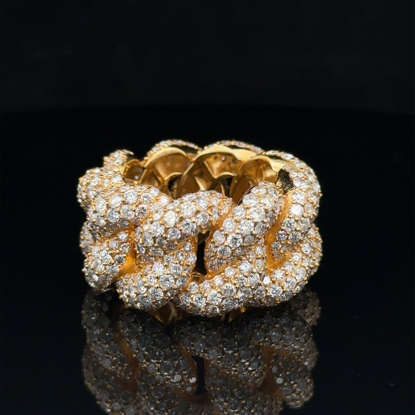 14k yellow gold and diamond Cuban Link Ring