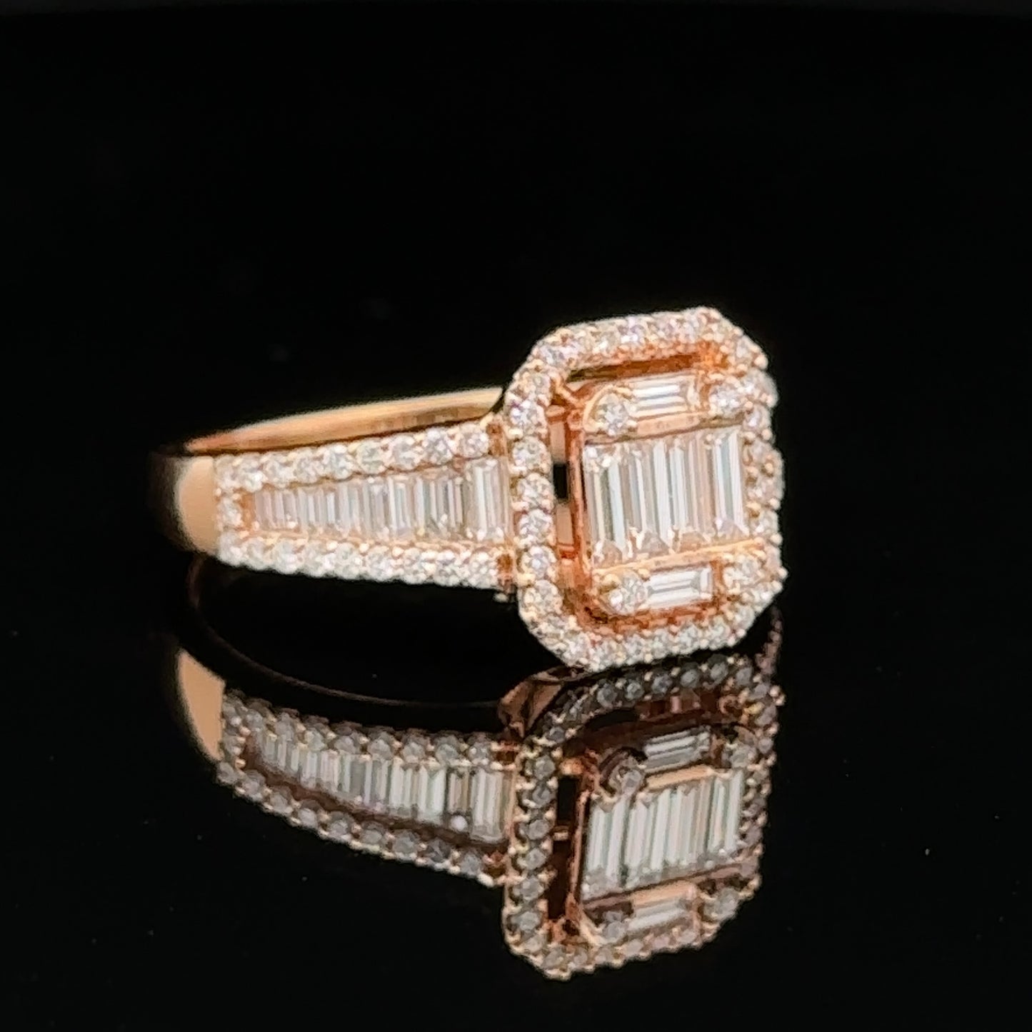 18k rose gold Fancy Ring with Baguette and Round Diamonds ( download photos)