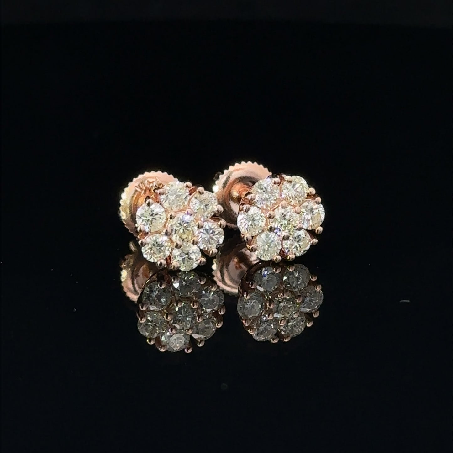 14k rose gold and diamond Flower Earrings (7 pointer)