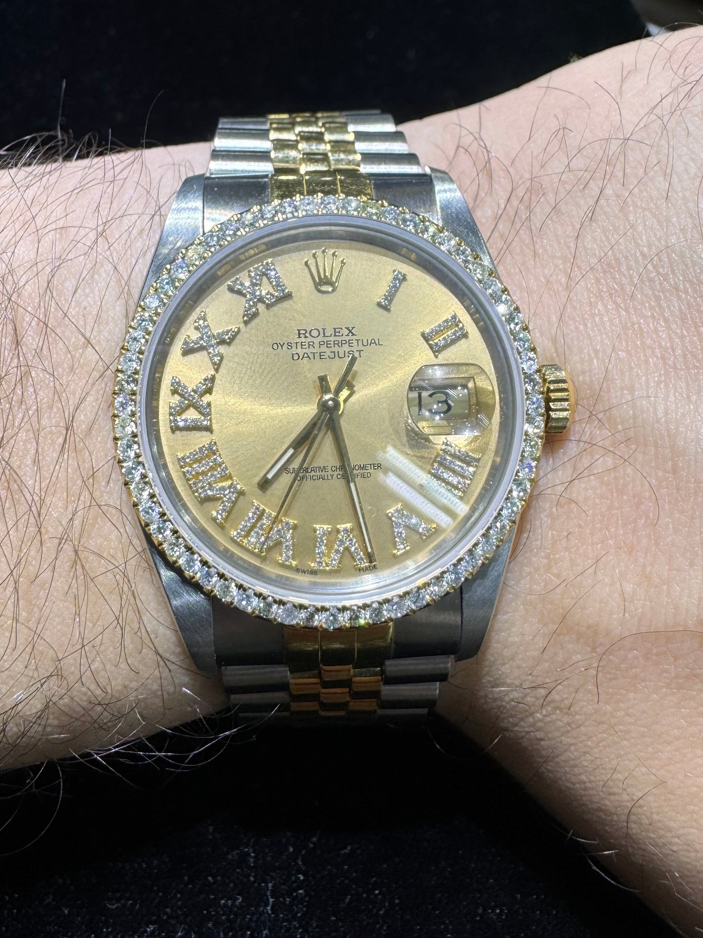 36mm Rolex Diamond Watch with Two-Tone Jubilee Bracelet