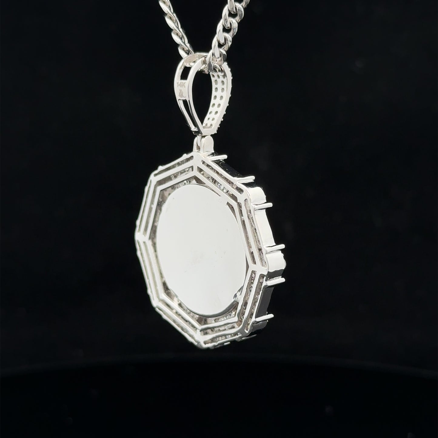 14k white gold and diamond Picture pendant