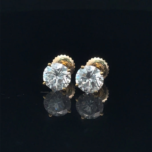 14k yellow gold and 2.02 ct VS1 diamond earrings (lab)
