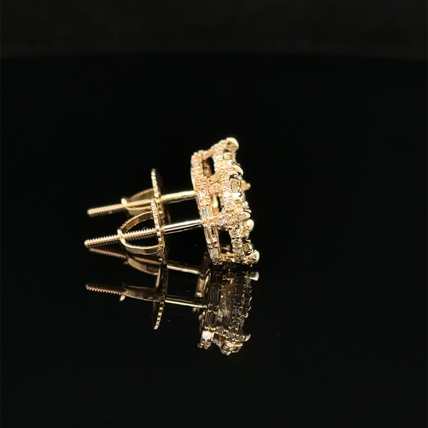 14k Yellow Gold and Diamond Earrings