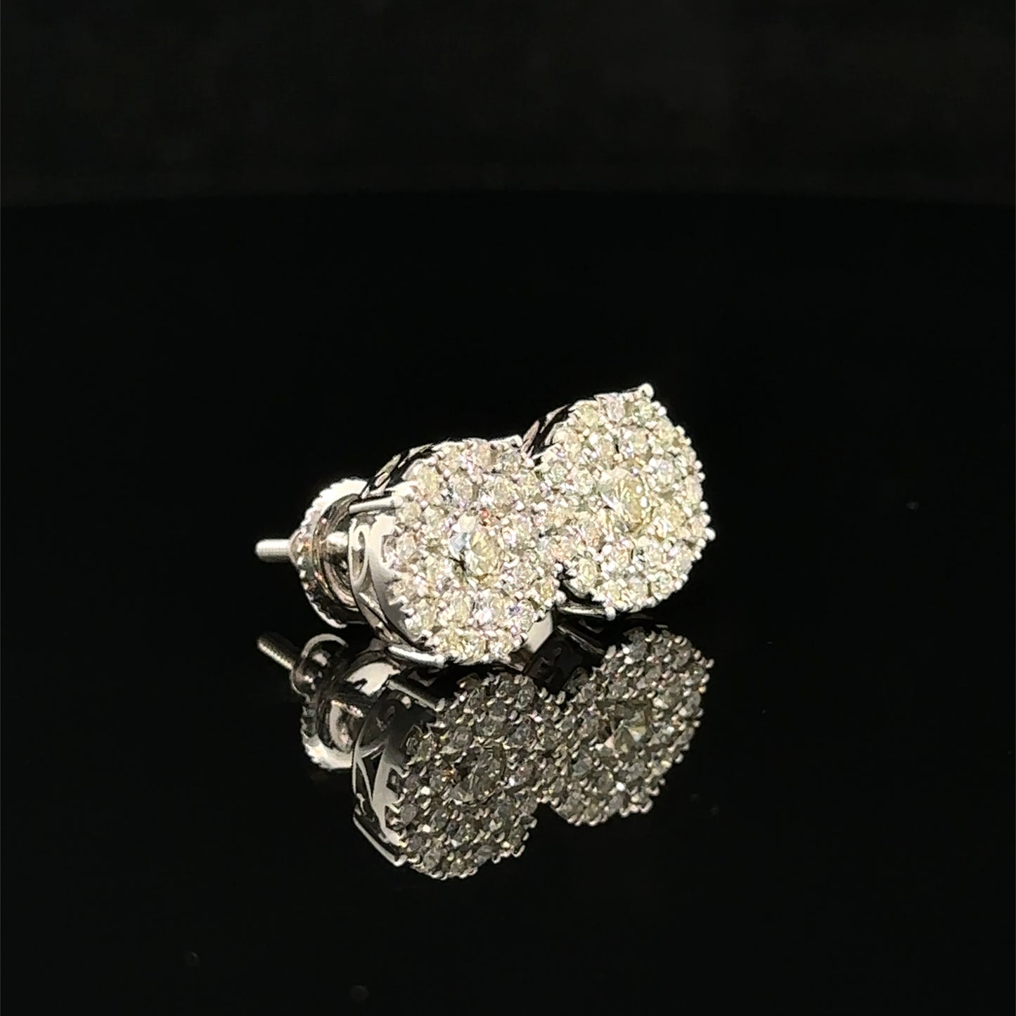 14K White Gold Natural Diamond Earrings
