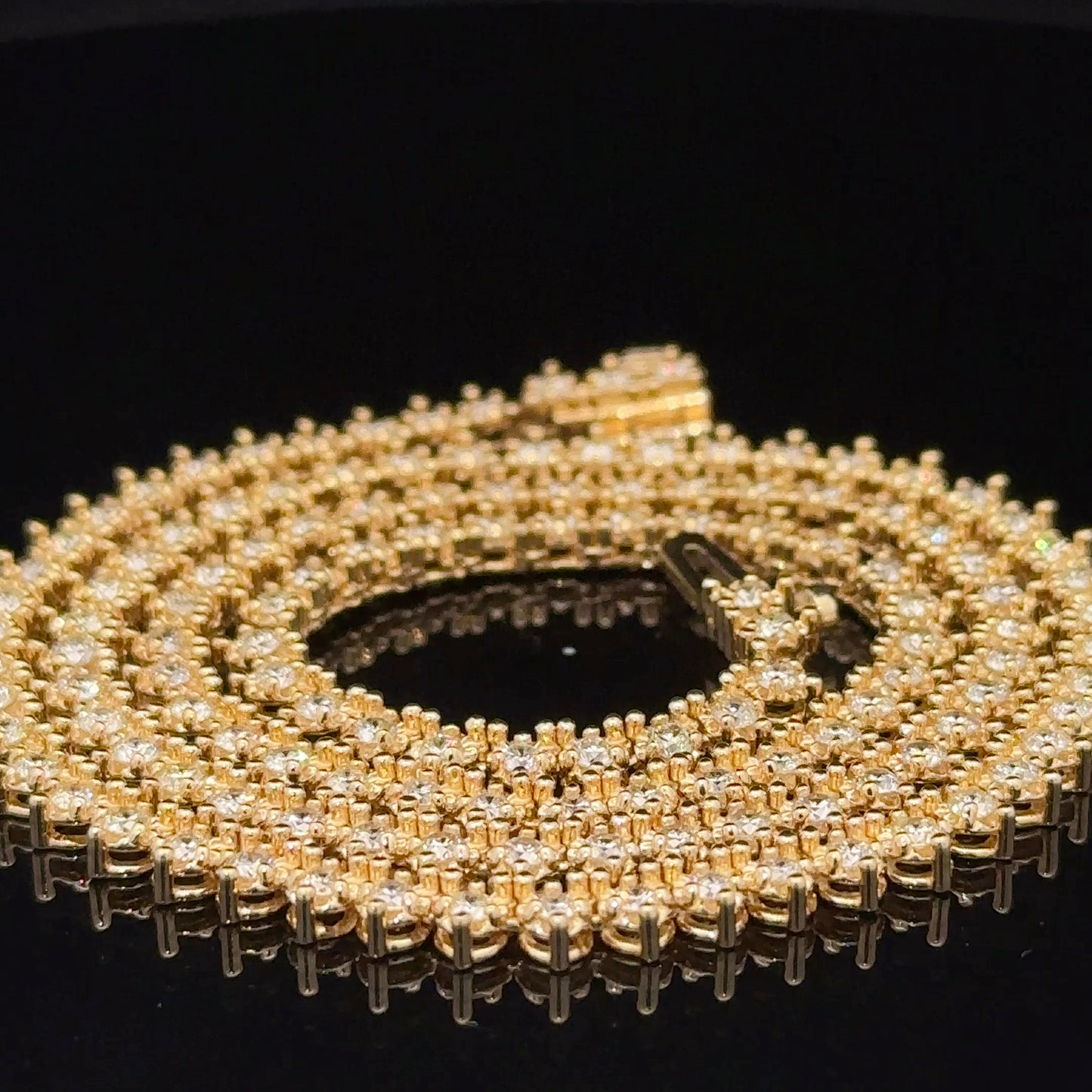 14k yellow gold and diamond Tennis Chain (Martini Setting 3 Pointers)