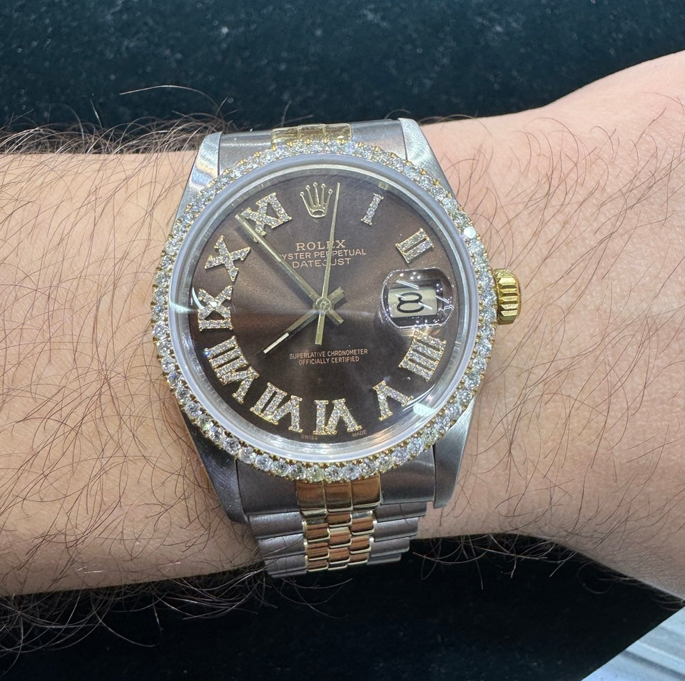 36mm Rolex Diamond Watch with Two-Tone Jubilee Barcelet