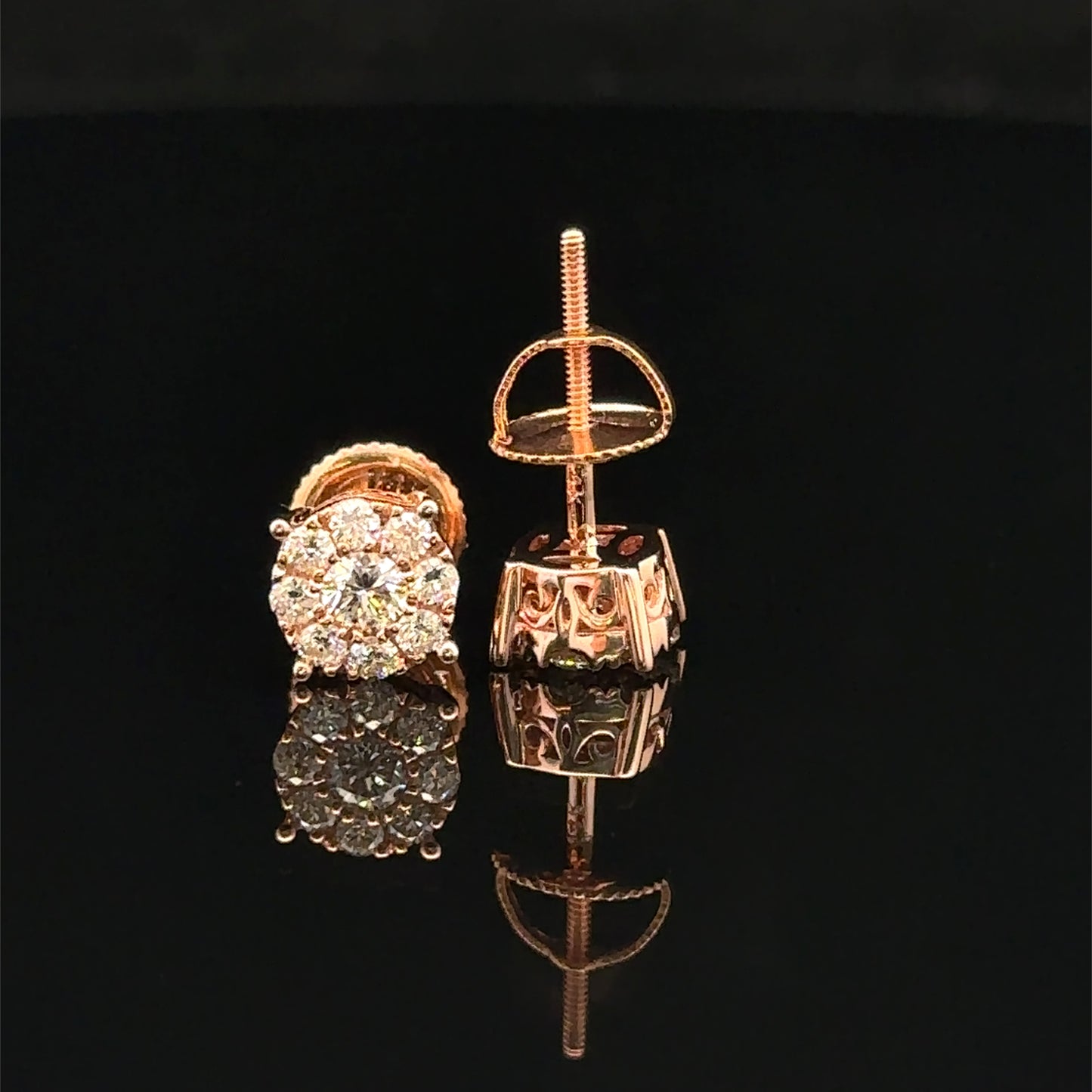 14k Rose Gold and Diamond Earrings - Elegant & Timeless Jewelry