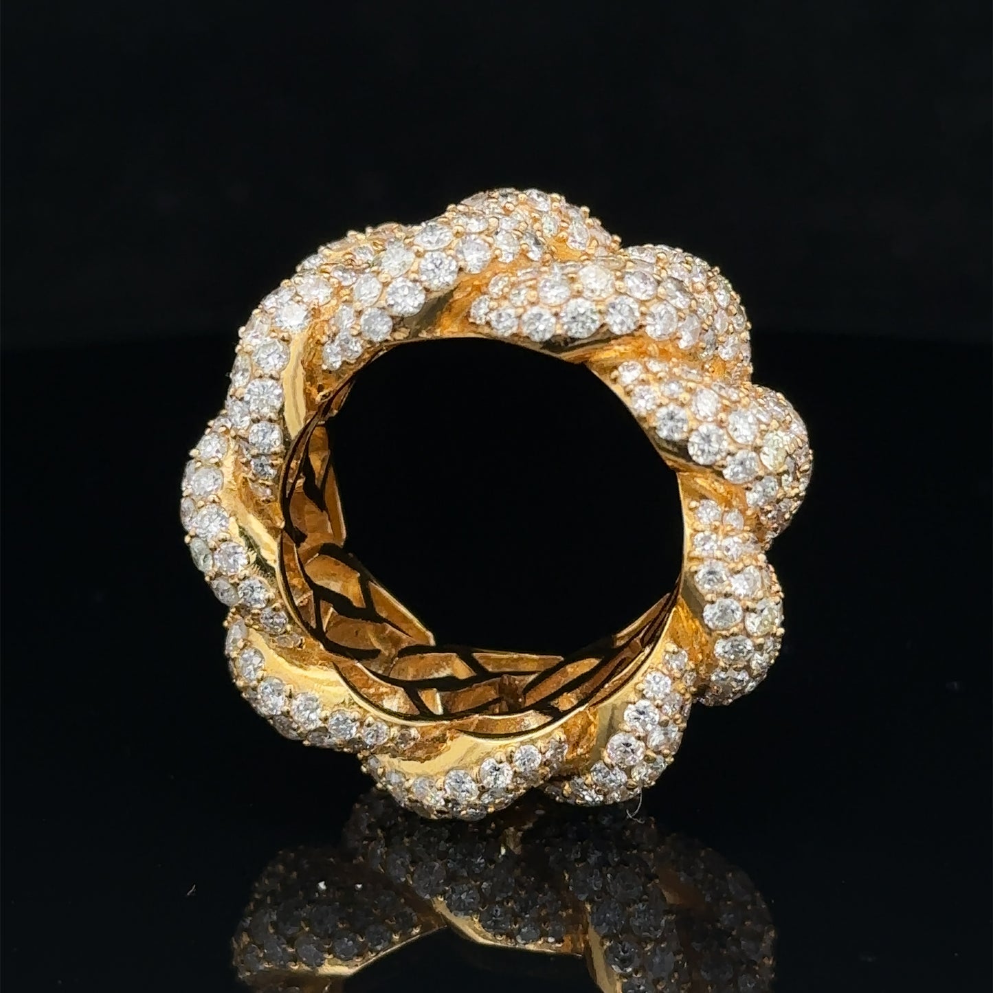 14k yellow gold and diamond Cuban Link Ring