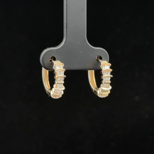 14k yellow gold and diamond Hoop Earrings