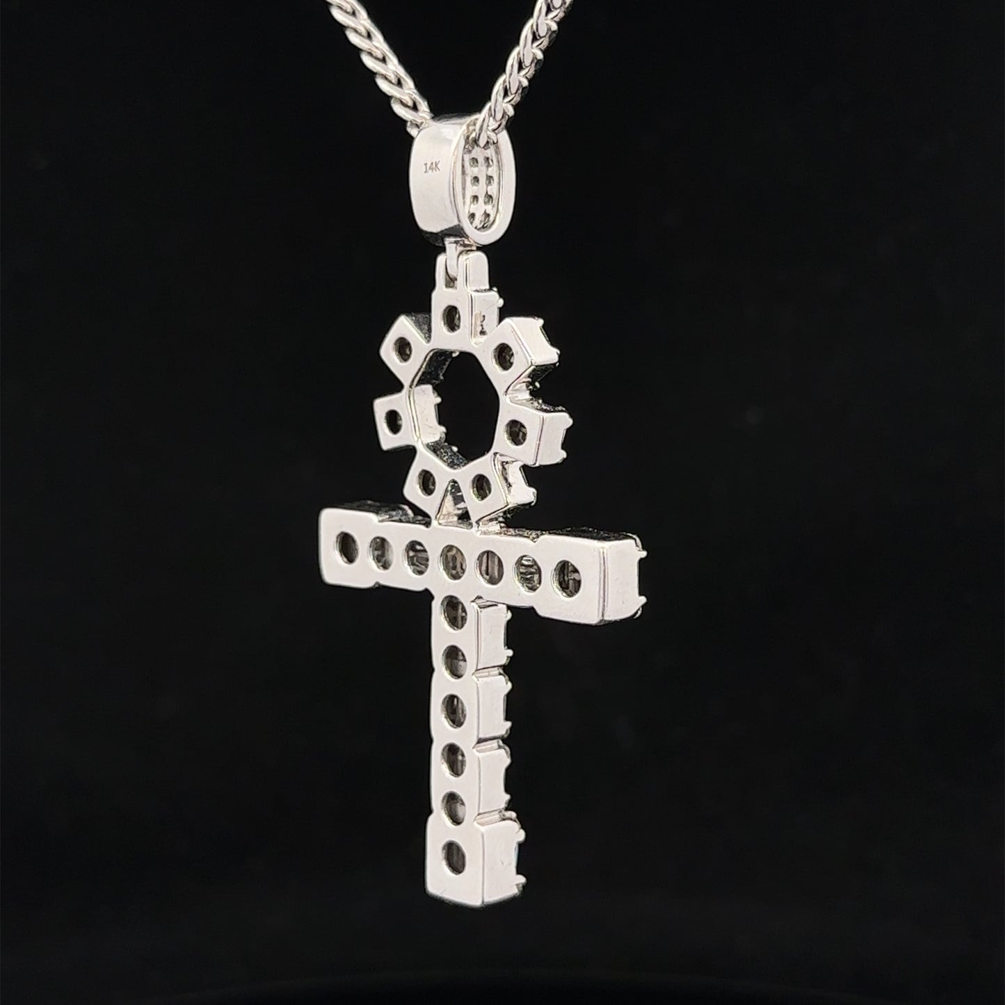 14k white gold and diamond Ankh Pendant