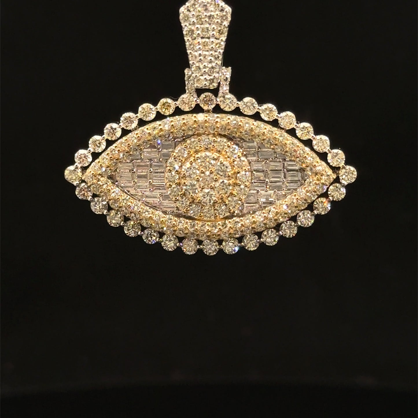 10K Yellow & White Gold Diamond Evil Eye Pendant