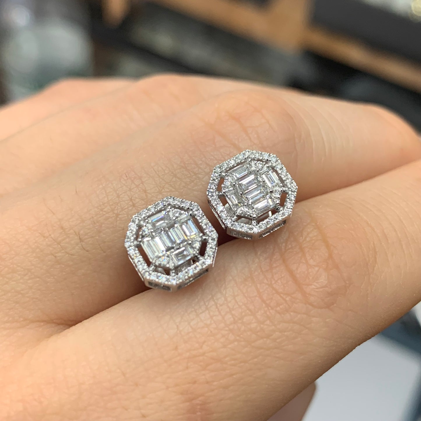 14k white gold and diamond Earrings