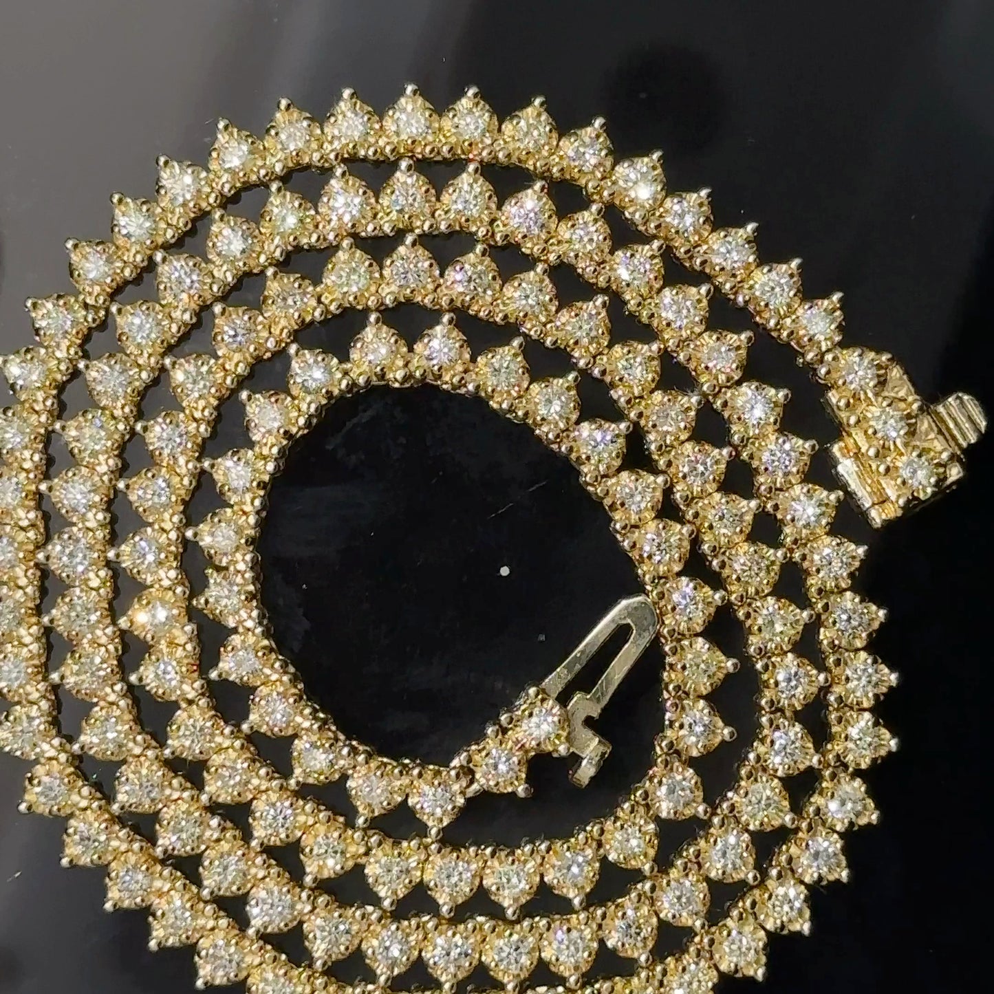 14k yellow gold and diamond Tennis Chain (Martini Setting 3 Pointers)