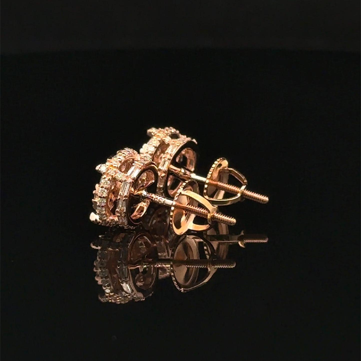 14k Rose Gold and Diamond Earrings