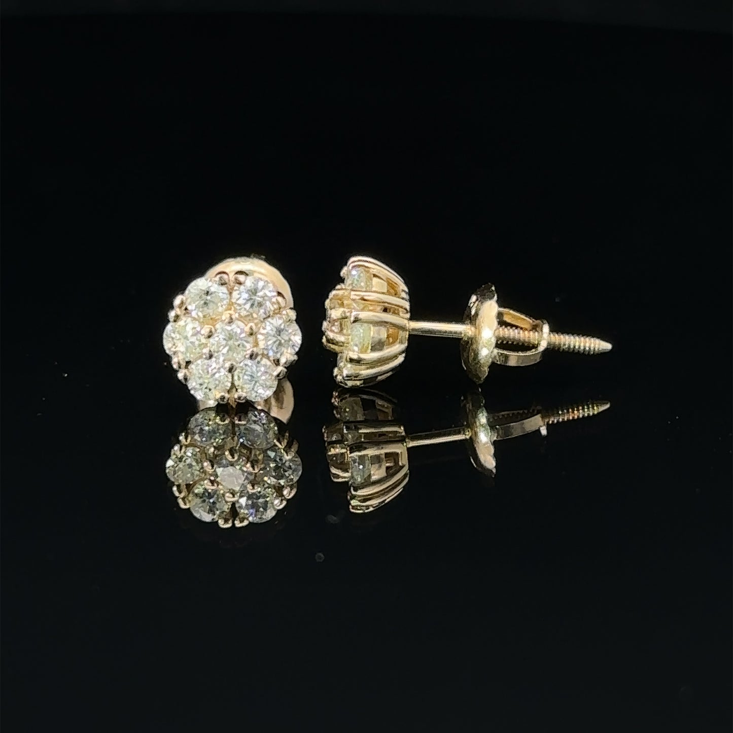 14k yellow gold and diamond Flower Earrings (5 pointer)