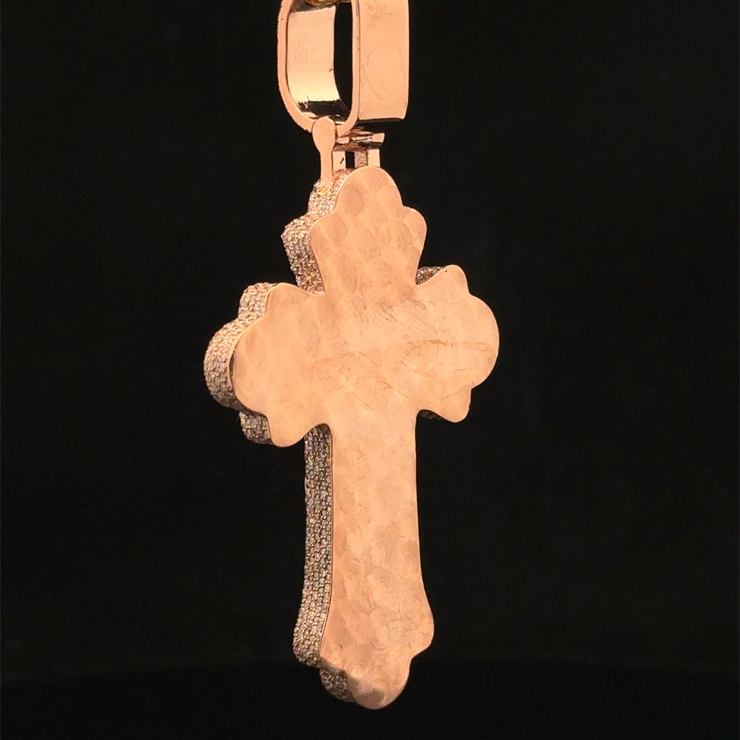 10K Rose Gold Cross Pendant with Diamonds & Multicolored Stones
