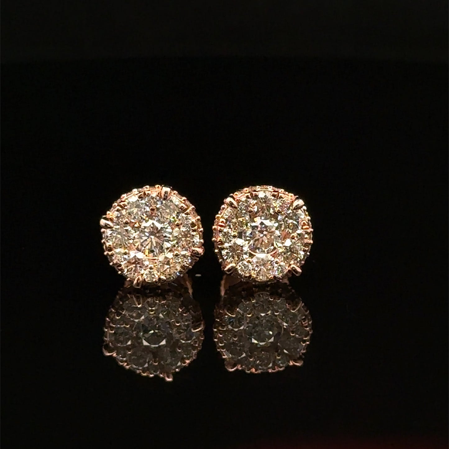 14k Rose Gold and Diamond Earrings