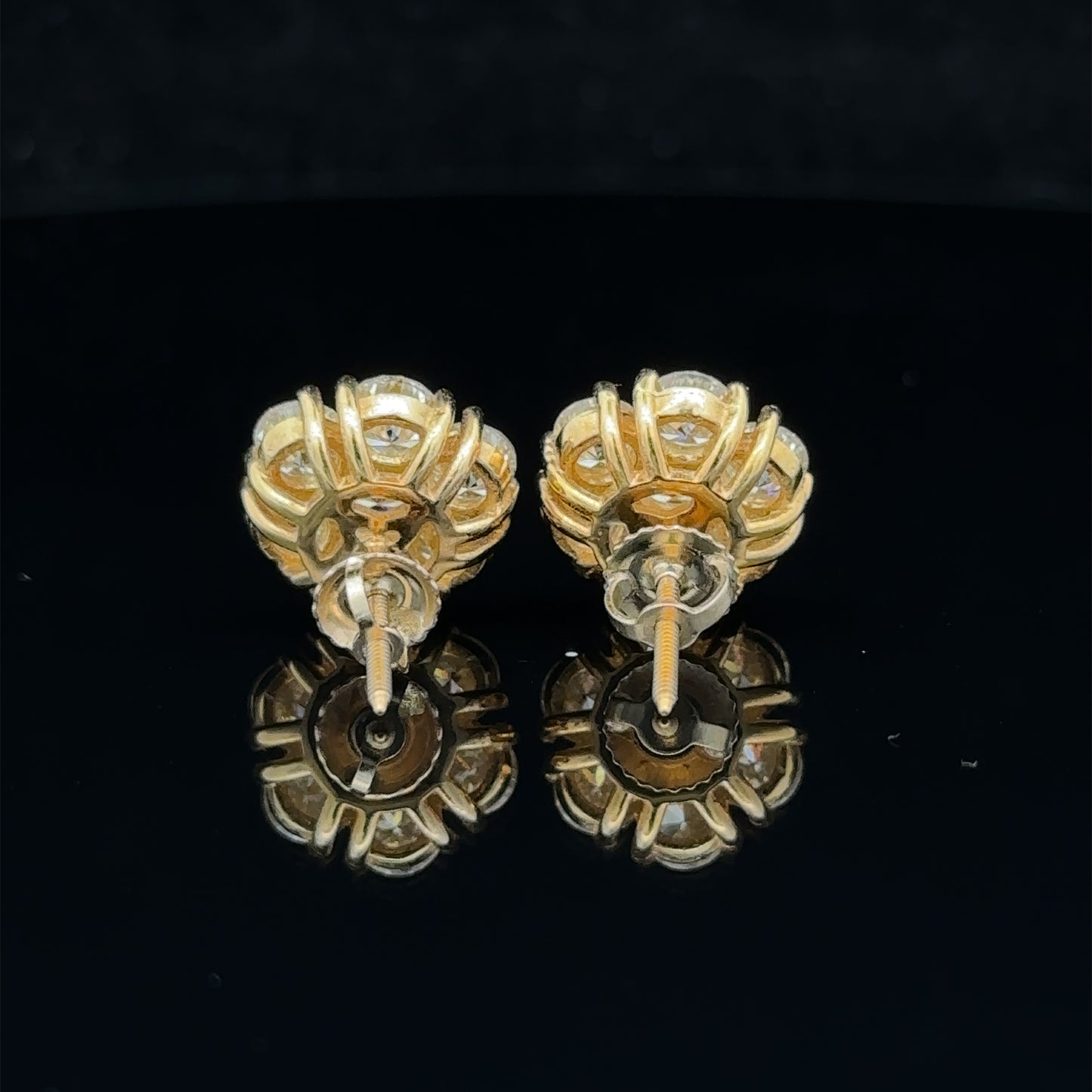 14k yellow gold and diamond flower Earrings (28 pointer)