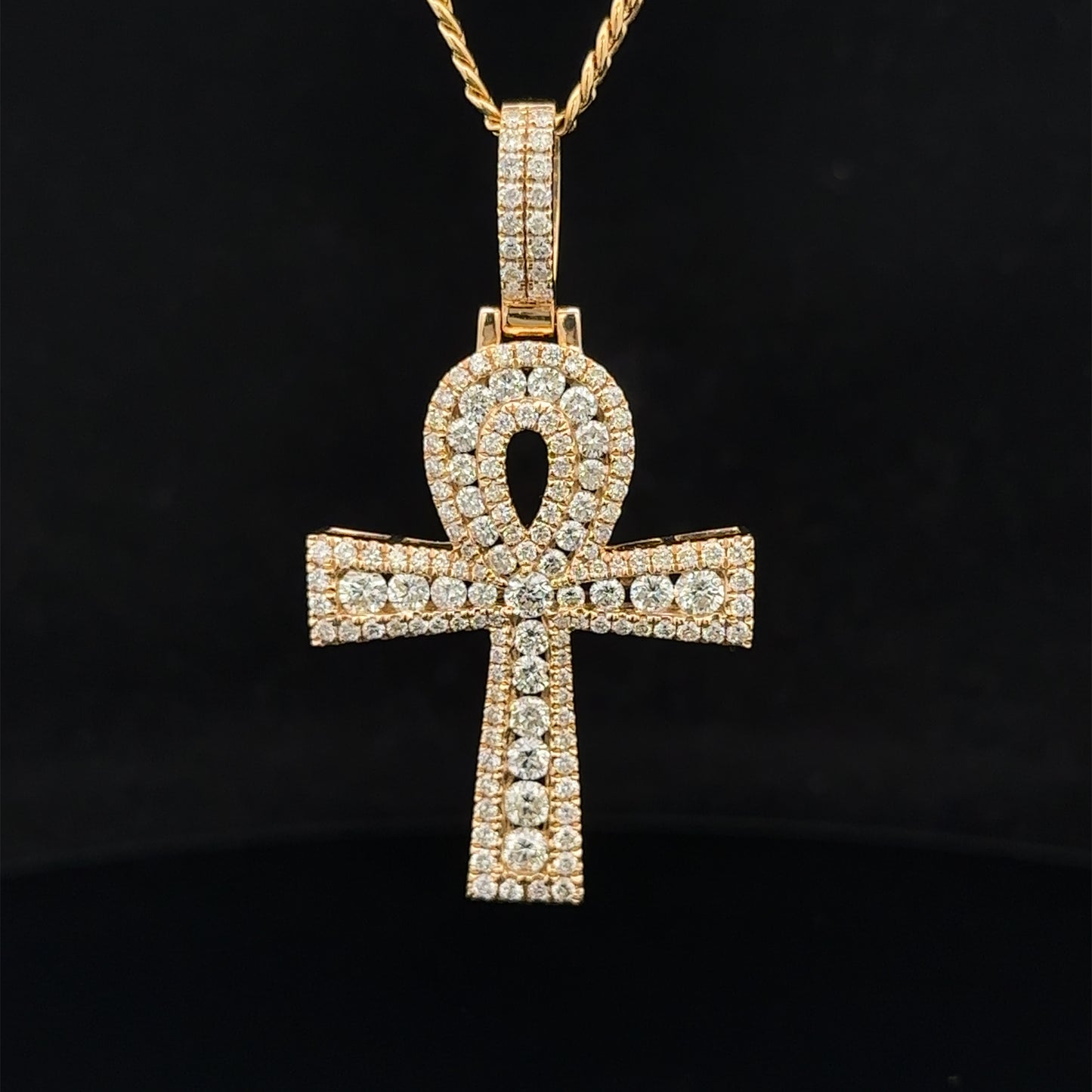 14k yellow gold and diamond Ankh Pendant