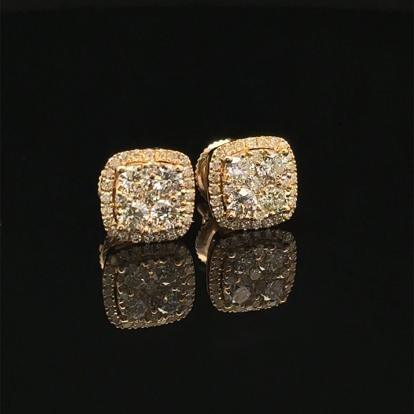 14k Yellow Gold and Diamond Earrings