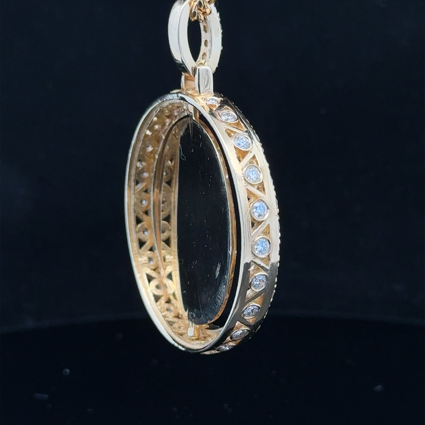 14k yellow gold and diamond Picture Pendant