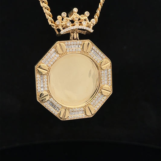 14k yellow gold and diamond Picture Pendant