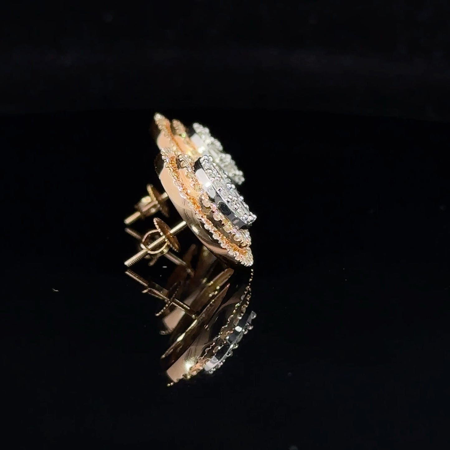 14k two-tone: rose and white gold Earrings