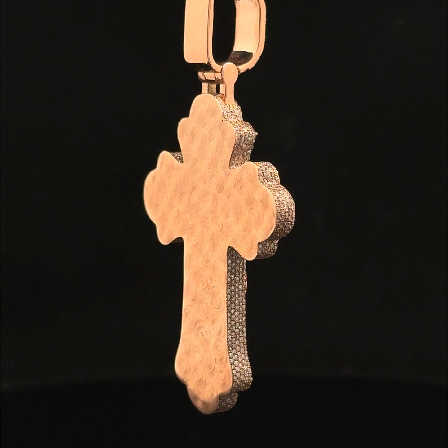 10K Rose Gold Cross Pendant with Diamonds & Multicolored Stones