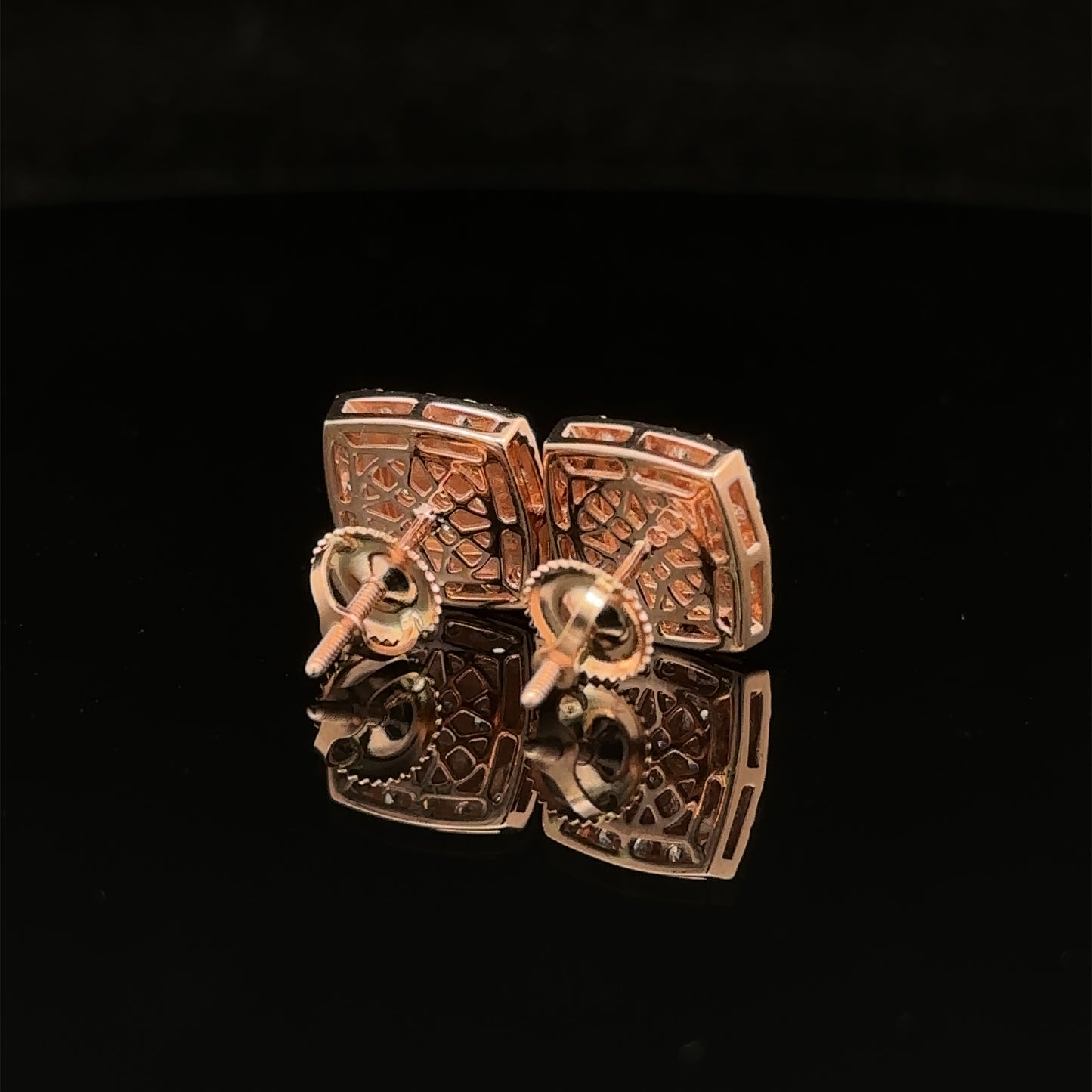 14k rose gold and diamond Square shaped Earrings