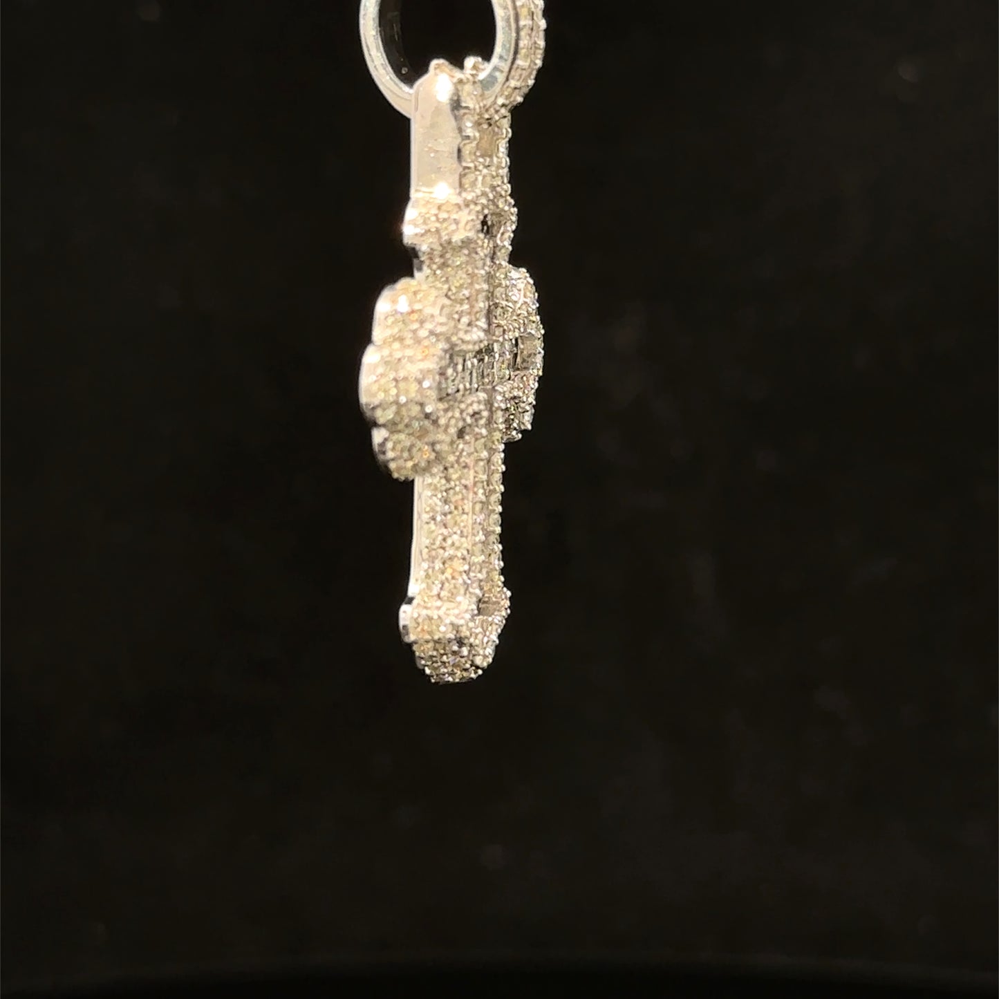 10K White Gold Cross Pendant with Diamonds