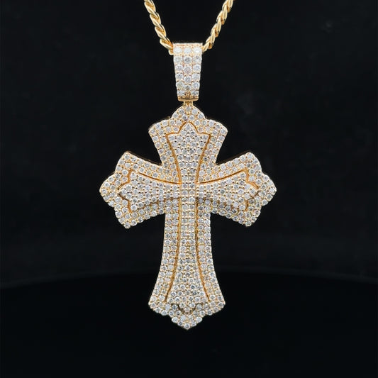 14k yellow gold and diamond Cross Pendant and 10k yellow gold Chain