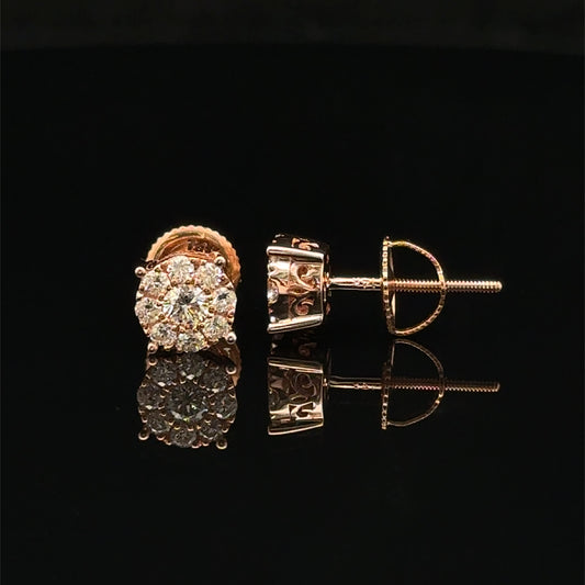 14k Rose Gold and Diamond Earrings - Elegant & Timeless Jewelry