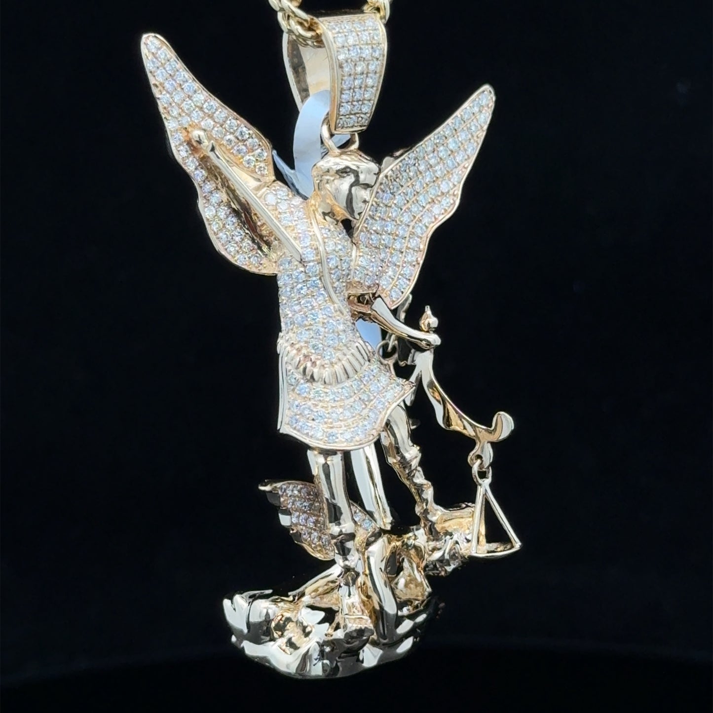 14k yellow gold and diamond Angel Pendant