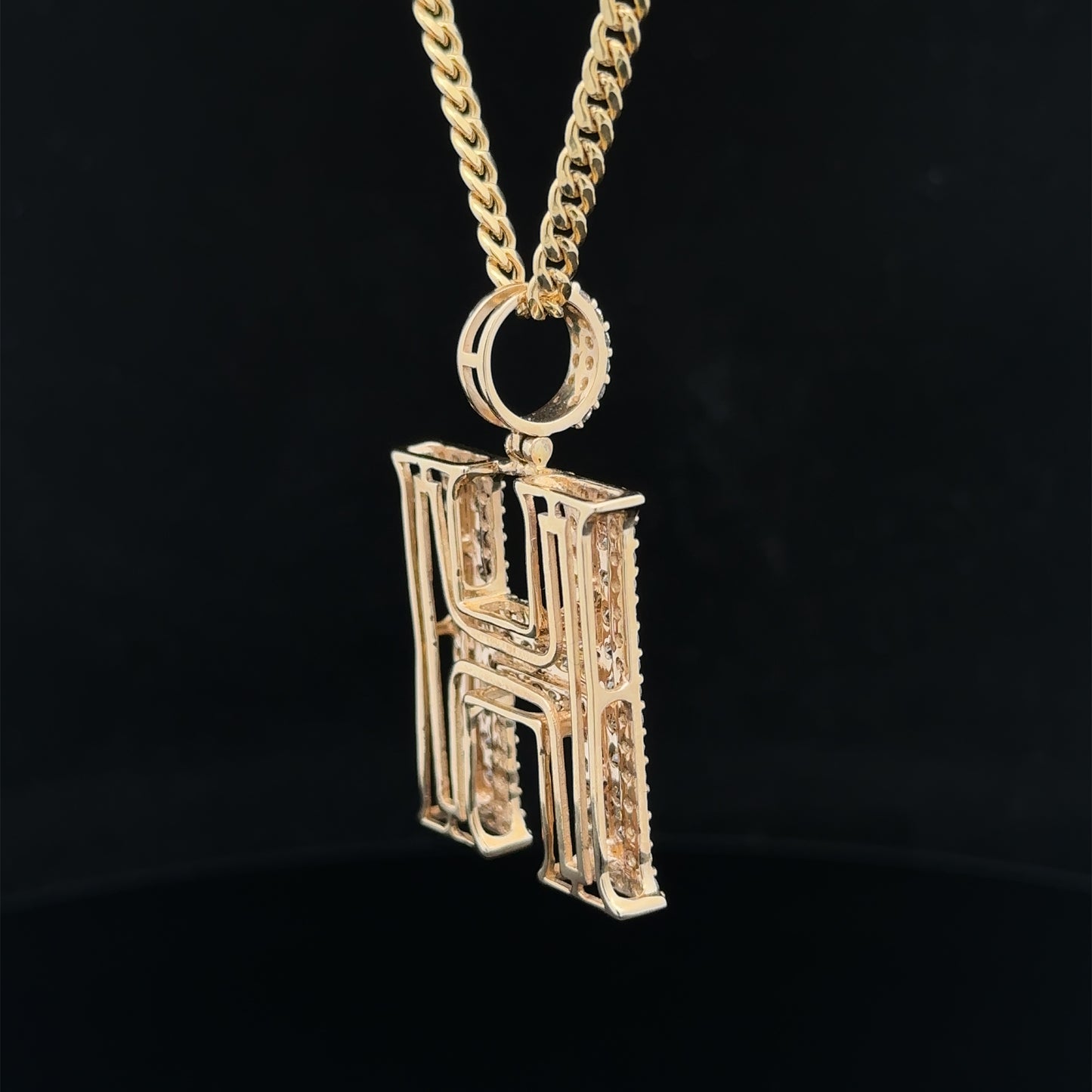 14k yellow gold & diamond H Initial Pendant